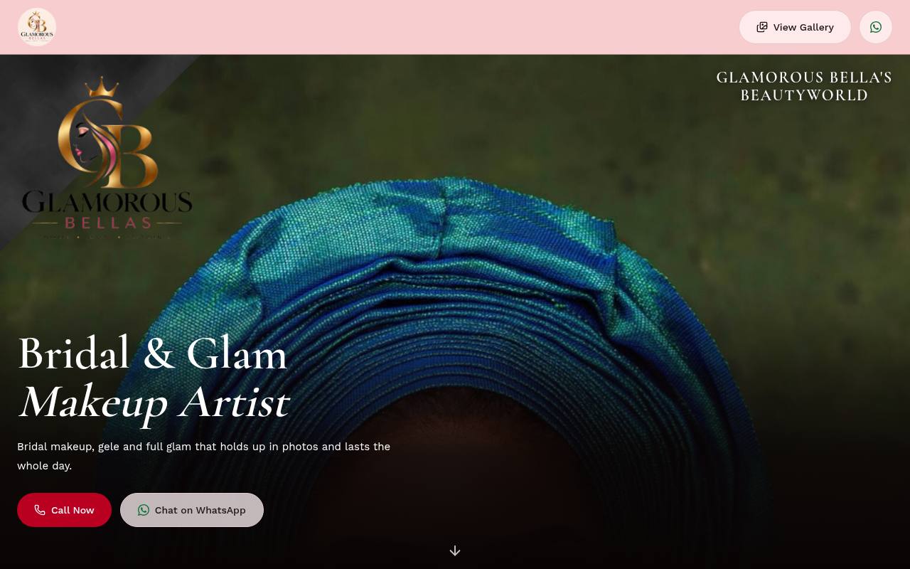 Screenshot of the Glamorous Bella's Beautyworld website