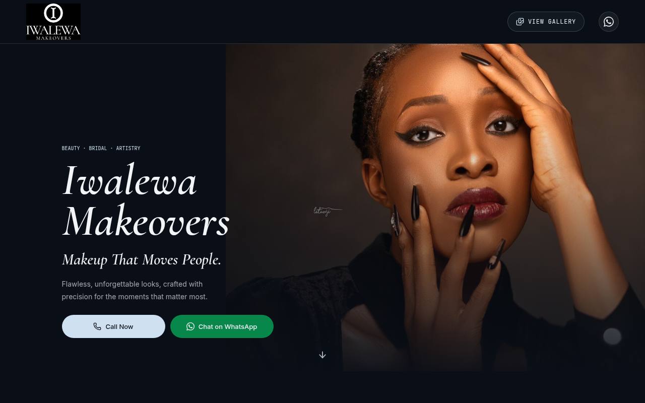 Screenshot of the Iwalewa Makeovers website